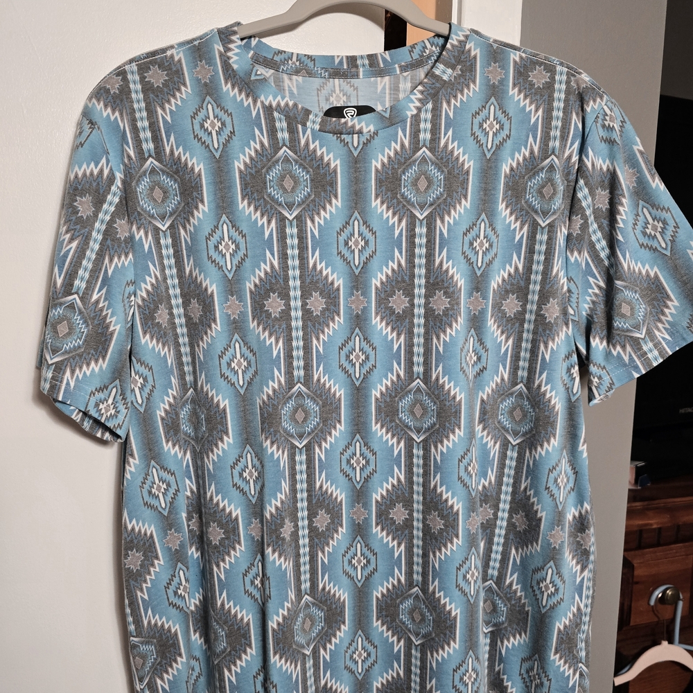 Aztec Pattern Blue and Gray Men's Shirt